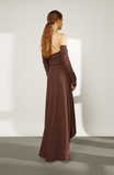 Crepe jersey marron dress