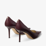 Burgundy Calf Leather Pumps with JC Emblem