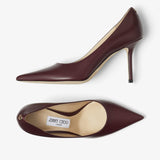 Burgundy Calf Leather Pumps with JC Emblem