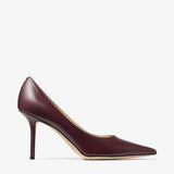 Burgundy Calf Leather Pumps with JC Emblem